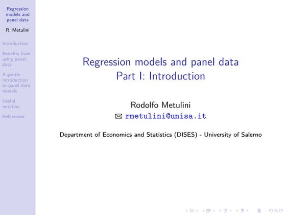 Regression models for panel data