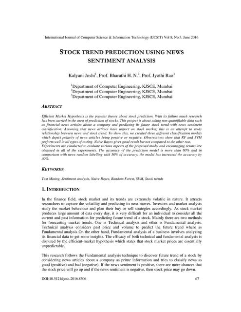 STOCK TREND PREDICTION USING NEWS SENTIMENT ANALYSIS