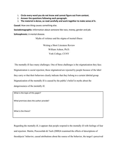 Literature Review Worksheet