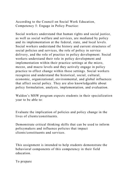 According to the Council on Social Work Education, Competency 5 Eng.docx