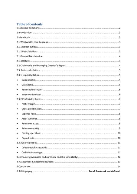 Accounting concepts & practices Woolworths project report