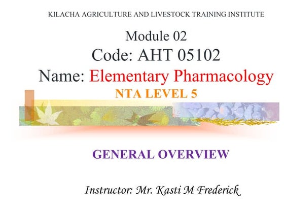 Introduction to Pharmacology Notes for Diploma Students