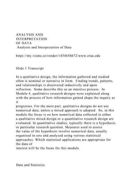 ANALYSIS ANDINTERPRETATION  OF DATA Analysis and Interpr.docx