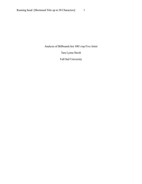 Analysis of Billboards hot 100 toop five hit makers on the chart.docx