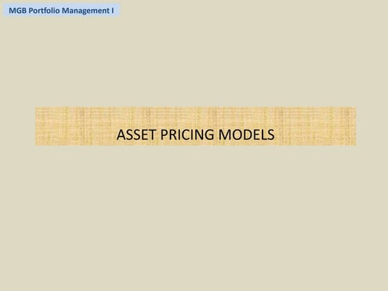 Asset pricing models