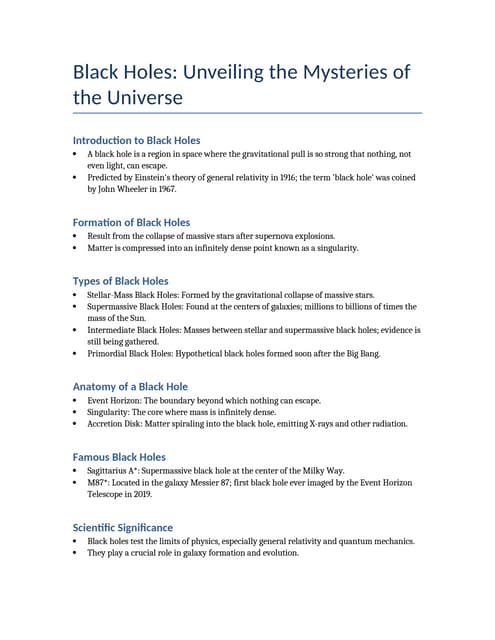 Introduction to Black Hole and how its formed