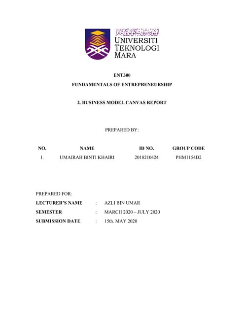 UiTM - BMC Report (ENT300)