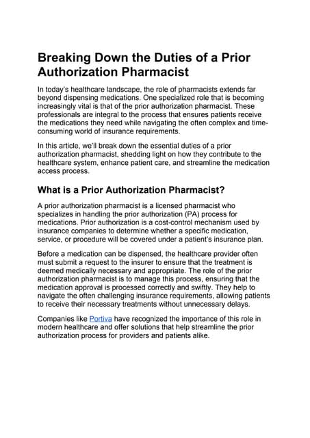 Breaking Down the Duties of a Prior Authorization Pharmacist.docx