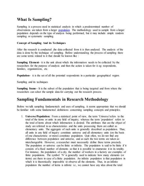 SAMPLING IN RESEARCH METHODOLOGY