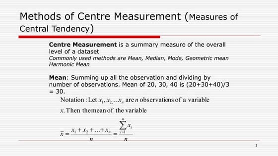 Business statistics (Methods of Centre Measurement)