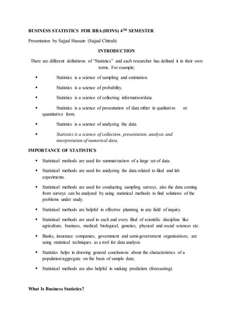Business statistics 
