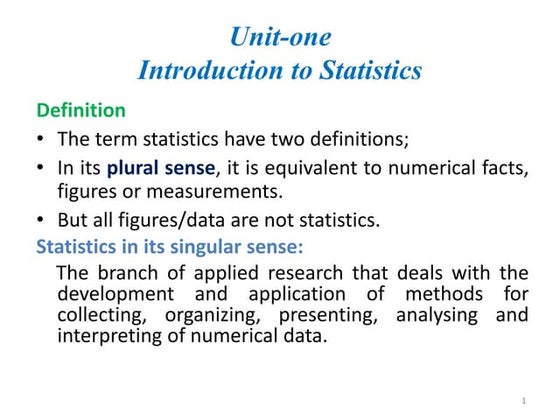 Chapter one Business statistics referesh