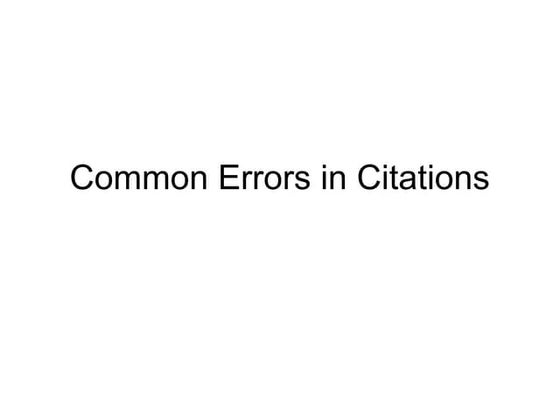 Common errors in citations