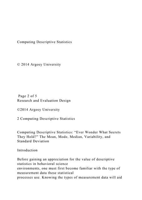  Computing Descriptive Statistics     © 2014 Argos.docx