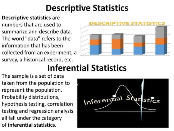 Descriptive statistics and Inferential Statistics