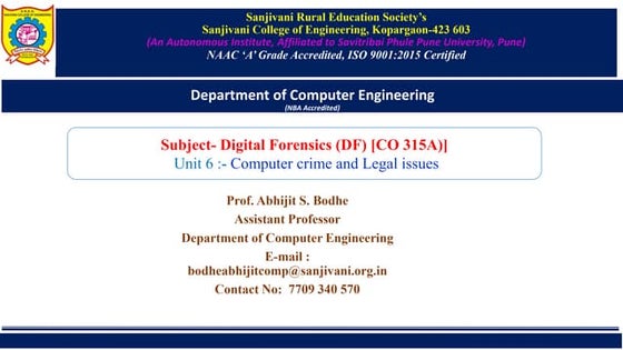 Computer crime and Legal issues Computer crime and Legal issues