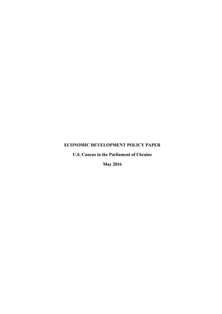 Economic Development Policy Paper (U.S. Caucus)