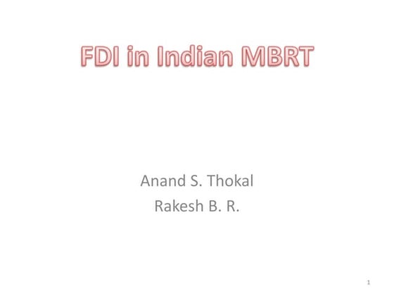 Fdi in indian mbrt