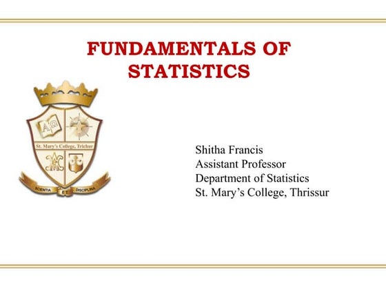 Statistics:Fundamentals Of Statistics