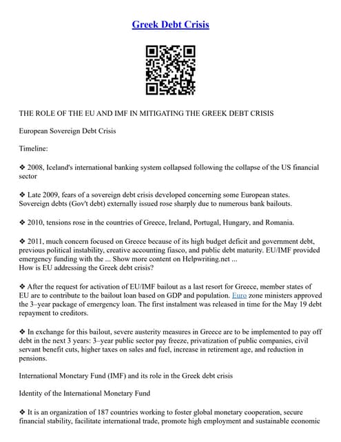 Greek Debt Crisis