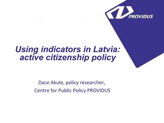 Using indicators in Latvia: active citizenship policy