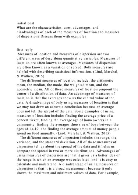 initial postWhat are the characteristics, uses, advantages, and di.docx