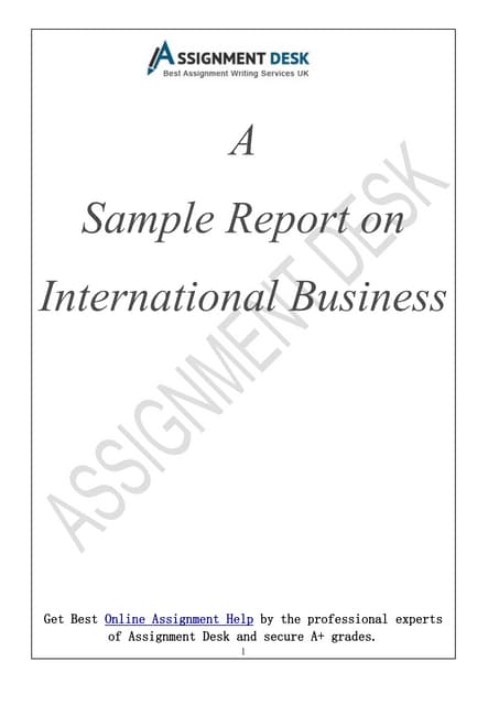 Sample Report on International Business Strategies