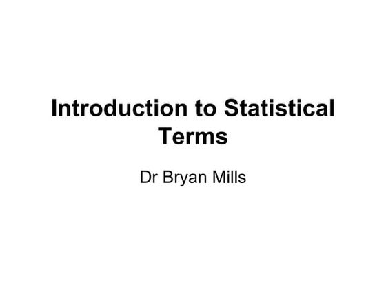 Introduction to statistical terms