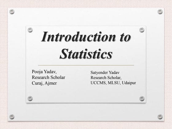 Introduction to statistics