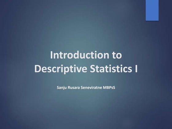 Introduction to Descriptive Statistics