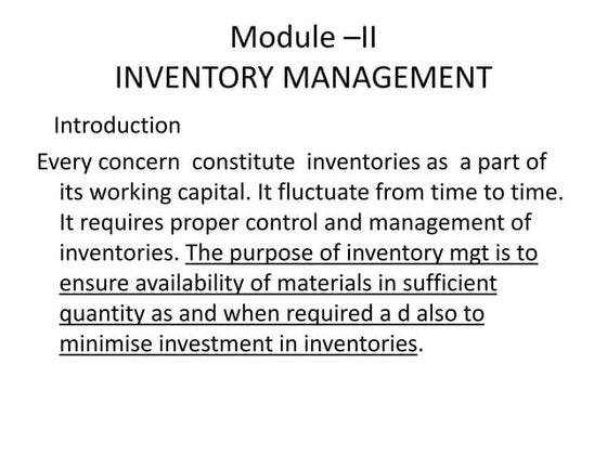 Inventory management m.com 2 sem