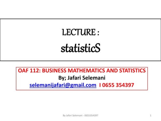 LECTURE 3 - inferential statistics bmaths