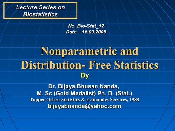 Nonparametric and Distribution- Free Statistics _contd
