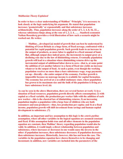 Malthusian theory explained