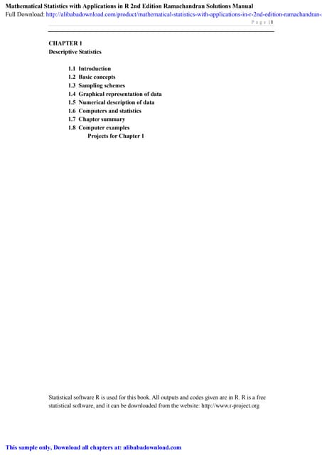 Mathematical Statistics with Applications in R 2nd Edition Ramachandran Solut...