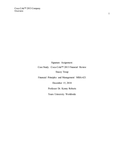 Coca Cola Financial Review