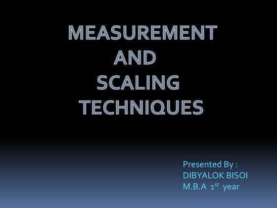 Measurement  and  scaling  techniques