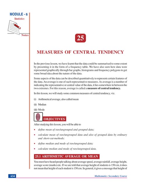 Measures of central tendency - STATISTICS