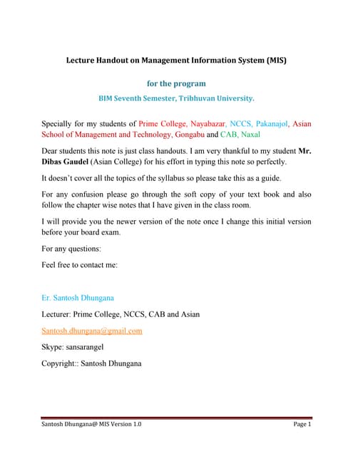 Management Information System (Full Notes)