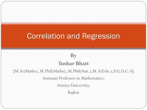 Correlation and Regression 