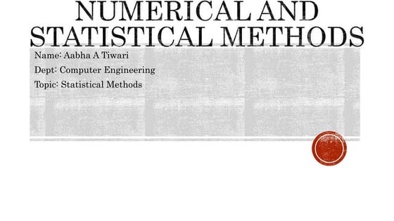 Numerical and statistical methods new