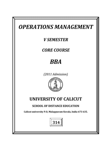 Operations management-bba calicut university notes 