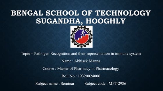 Pathogen Recognition and their presentation to immune system.pptx
