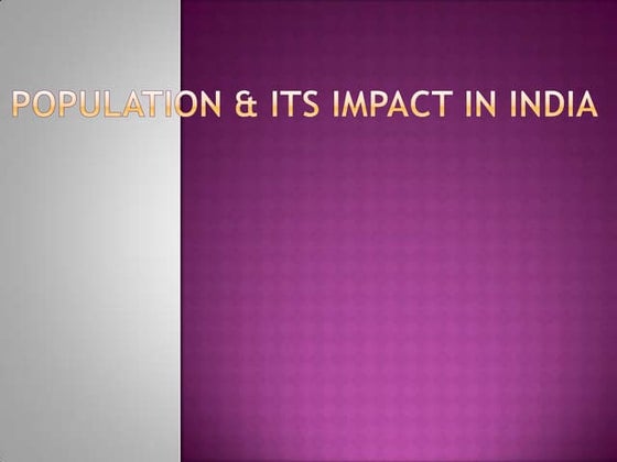 Population and its impact in india