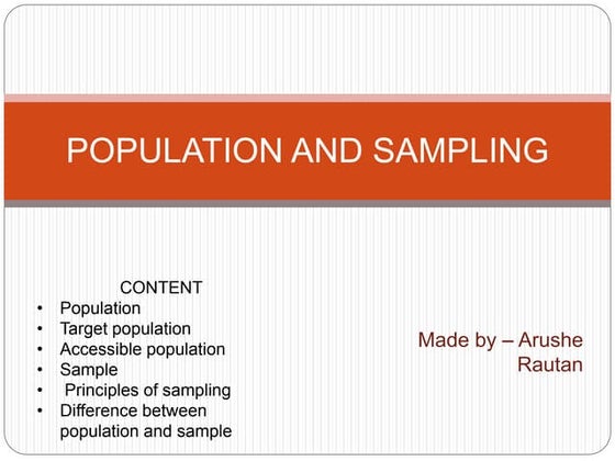 Population vs sample