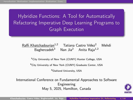 Hybridize Functions: A Tool for Automatically Refactoring Imperative Deep Lea...