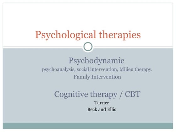 Psychological therapies and schizophrenia