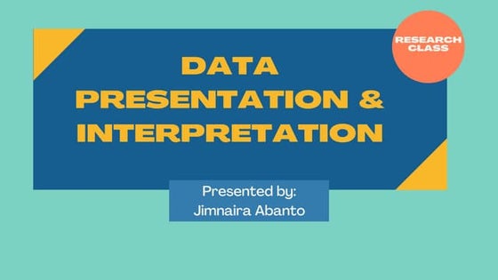 Data presentation and interpretation I Quantitative Research