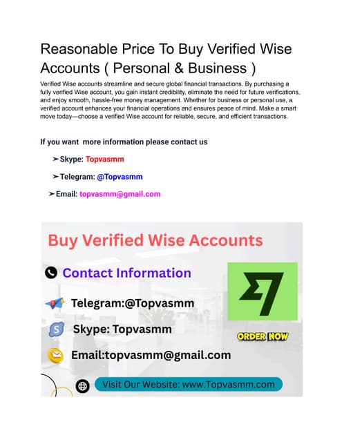 Reasonable Price To Buy Verified Wise Accounts ( Personal & Business ).pdf