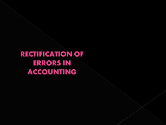 Rectification of errors in accounting